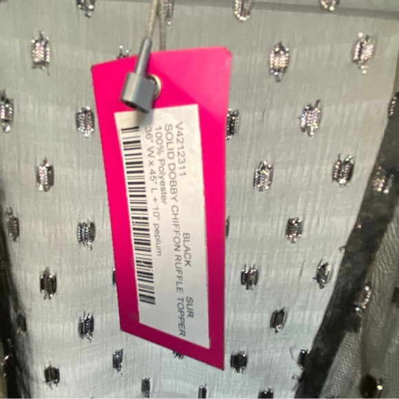 VINCE CAMUTO Sheer Ruffled Duster Black Silver Swim Coverup NWT - Picture 12 of 13